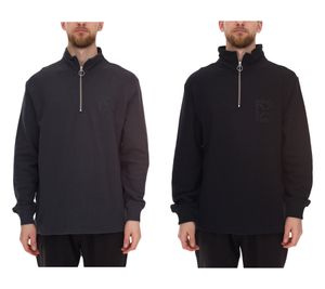 Suéter STONES de hombre de gran tamaño con media cremallera, moderno suéter de algodón de 400 g/m² con cuello alto y logotipo bordado, gris oscuro o negro