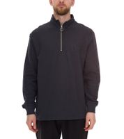 Pull oversize demi-zip pour homme STONES, pull moderne demi-zip en coton 400 g/m² avec col montant et broderie logo, gris foncé ou noir