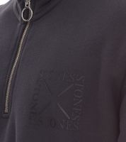 STONES Herren Pullover Oversized-Half-Zipper moderner Baumwoll-Half-Zipper Troyer 400gsm mit Stehkragen mit Logo-Stickerei Dunkel-Grau oder Schwarz STONES Herren Pullover Oversized-Half-Zipper moderner Baumwoll-Half-Zipper Troyer 400gsm mit Stehkragen mit Logo-Stickerei Dunkel-Grau oder Schwarz