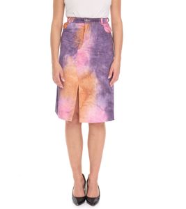 Gonna da donna ROCKUPY con motivo batik, gonna in denim colorata, gonna estiva dritta, gonna midi con spacco RPW20_040901 917 Viola/Arancione/Rosa Gonna da donna ROCKUPY con motivo batik, gonna in denim colorata, gonna estiva dritta, gonna midi con spacco RPW20_040901 917 Viola/Arancione/Rosa