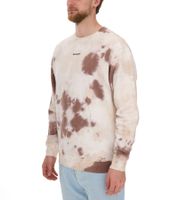 ROCKUPY Herren Sweatshirt Baumwoll-Pullover mit Logo-Stickerei im batik Look Rundhals-Pulli UNI-400200 Creme-Braun