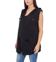 ROCKUPY Damen moderne Baumwoll-Weste mit Löchern Kapuzen-Jacke 344889 Schwarz