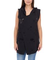ROCKUPY Damen moderne Baumwoll-Weste mit Löchern Kapuzen-Jacke 344889 Schwarz