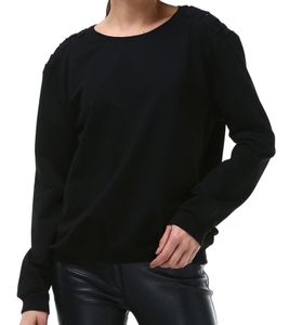 ROCKUPY Felpa Donna Cotone Maglietta con Spalle Aperte 317281 Nero
