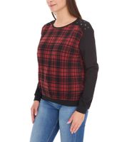 ROCKUPY Damen Sweatshirt leichter Baumwoll-Pullover Glencheck Design 317282 Schwarz/Rot