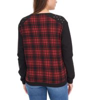 ROCKUPY Damen Sweatshirt leichter Baumwoll-Pullover Glencheck Design 317282 Schwarz/Rot