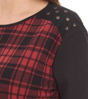ROCKUPY Damen Sweatshirt leichter Baumwoll-Pullover Glencheck Design 317282 Schwarz/Rot