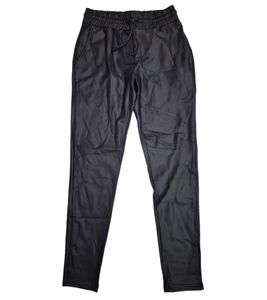 Pantalon en similicuir pour femme ROCKUPY, pantalon décontracté simple, pantalon à enfiler en similicuir 393620 Noir