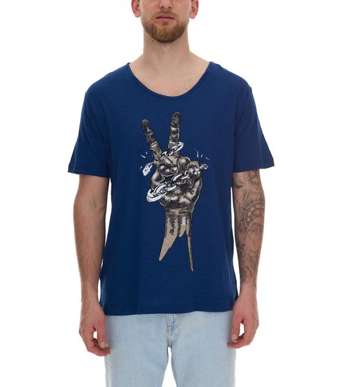 T-shirt homme ROCKUPY, élégant, en coton, col rond, manches courtes, bleu foncé, M0218007