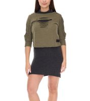 ROCKUPY 2 in 1 Damen Kleid mit T-Shirt Mini-Kleid mit Stehkragen Baumwoll-Dress W.0418005 Grau/Khaki