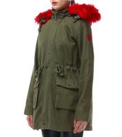ROCKUPY Women's Jacket with Fur Trim, Transition Jacket, Outdoor Jacket 336700 Olive Green