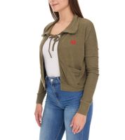 ROCKUPY Women's Cotton Cardigan Bolero Jacket Long-Sleeved Cardigan with Pockets 330643 Khaki