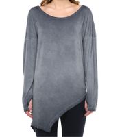 Camisa asimétrica de manga larga para mujer ROCKUPY con aberturas para los pulgares 323869 Gris