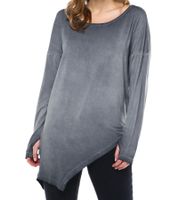 Camisa asimétrica de manga larga para mujer ROCKUPY con aberturas para los pulgares 323869 Gris