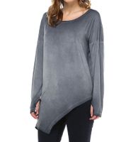 Camisa asimétrica de manga larga para mujer ROCKUPY con aberturas para los pulgares 323869 Gris
