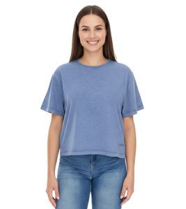 ROCKUPY Damen T-Shirt modisches Rundhals-Shirt mit Stitching Kurzarm-Shirt RPW20-040501 512 Blau