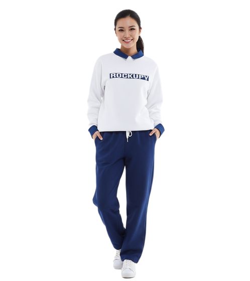 Sudadera de mujer ROCKUPY de algodón, jersey de invierno con logo bordado RPW20_040302 001 Blanco