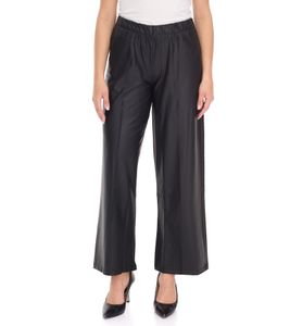 Pantaloni palazzo in similpelle da donna ROCKUPY, pantaloni Marlene semplici, pantaloni casual PRW20-040703 802 Nero