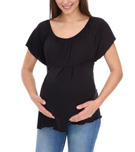 nove 9 mesi donne semplice gravidanza T-shirt maternità moda 540202 Nero