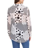 Aniston CASUAL FM Damen Bluse stylische gemusterte Sommer-Bluse mit Kent-Kragen Langarm-Shirt 36993707 Weiß/Schwarz  Aniston CASUAL FM Damen Bluse stylische gemusterte Sommer-Bluse mit Kent-Kragen Langarm-Shirt 36993707 Weiß/Schwarz