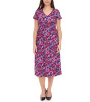 Aniston Casuals Damen Sommer-Kleid Midi-Kleid mit Knopfleiste Urlaubs-Kleid 66771161 Lila/Blau/Rot