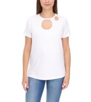 Aniston CASUAL Women's T-Shirt, Short-Sleeved Shirt with Cut-Outs, Summer Shirt 74287507 White