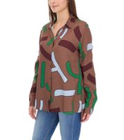 Aniston CASUAL Damen Bluse stylische Hemd-Bluse mit Kent-Kragen Sommer-Bluse 90141018 Braun