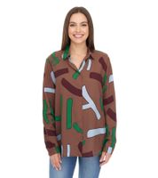 Aniston CASUAL Damen Bluse stylische Hemd-Bluse mit Kent-Kragen Sommer-Bluse 90141018 Braun