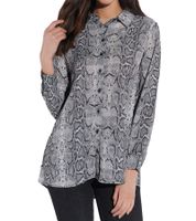vestino Damen Bluse Sommer-Bluse mit Schlangenmuster Hemd-Bluse 900499 Weiß/Schwarz