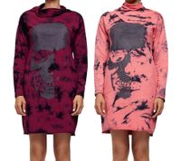 Robe sweat à imprimé tête de mort pour femme ROCKUPY, manches longues, bordeaux, rouge ou rose. 393822