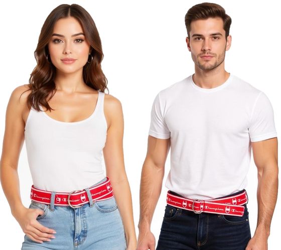 Champion Belt for Men and Women with Brand Logo, Everyday Belt, 150 cm, CH3004BFFN1-105, Black/White