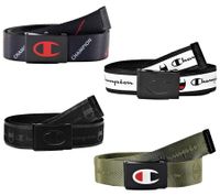Ceinture Champion pour homme et femme, ceinture tissée avec logo de la marque, ceinture de tous les jours avec boucle déployante, 117 cm, noir/blanc, vert