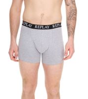 3er Pack REPLAY Herren Retro Boxershorts Baumwoll-Unterwäsche I101102-002 N176 Schwarz/Grau/Rot