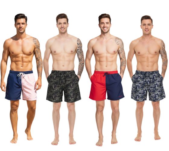 Pierre Cardin Herren Camouflage Schwimm-Hose Badehose Schwimm-Shorts Blau/Khaki-Grün, Khaki/Grün, Navy/Rot oder Navy/Pink