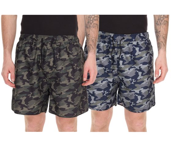 Short de bain camouflage Pierre Cardin pour homme LA203937 Bleu/Kaki-Vert ou Kaki/Vert