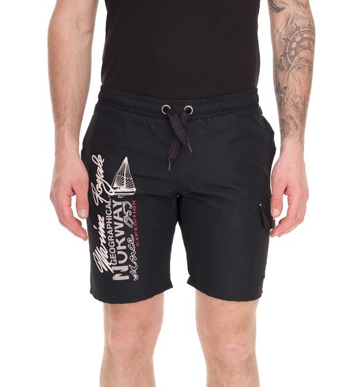 GEOGRAPHICAL NORWAY Short de bain homme Quara avec imprimé et touches de couleur, short de bain élégant 001 Noir