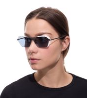 Occhiali da sole da donna adidas, occhiali da spiaggia con lenti rettangolari, senza montatura, con logo del marchio, filtro categoria 2, occhiali da vacanza EW3511 bianco/blu/argento
