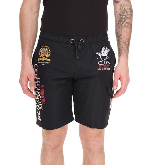 GEOGRAPHICAL NORWAY Pantaloncini da bagno da uomo Quoyal con stampa e accenti colorati, eleganti pantaloncini da bagno 001 Nero