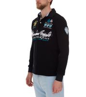 GEOGRAPHICAL NORWAY Kipawa Men's Button-Front Polo Shirt, Long-Sleeved Cotton Shirt, SN498H, Black