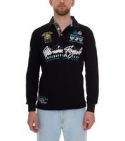 GEOGRAPHICAL NORWAY Kipawa Men's Button-Front Polo Shirt, Long-Sleeved Cotton Shirt, SN498H, Black