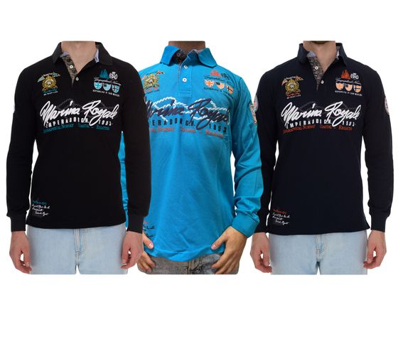 GEOGRAPHICAL NORWAY Kipawa - Polo de algodón de manga larga para hombre, color negro, turquesa o azul marino