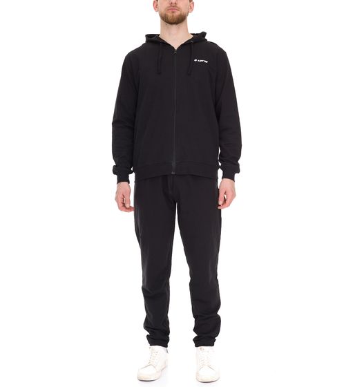 Chándal clásico LOTTO para hombre con detalles de marca, de algodón, para correr, MJOV10001NET, negro