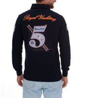 Polo Kipawa de manga larga de algodón para hombre, color azul oscuro, con botones, SN500H