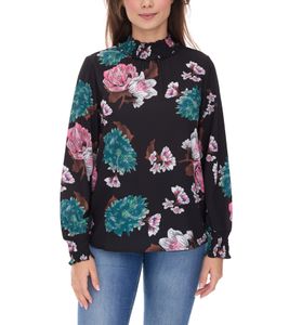 Aniston CASUAL Damen Sommer-Bluse mit floralem Muster Langarm-Shirt Frühlings-Bluse 11049069 Schwarz/Rosa/Grün Aniston CASUAL Damen Sommer-Bluse mit floralem Muster Langarm-Shirt Frühlings-Bluse 11049069 Schwarz/Rosa/Grün