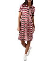Aniston SELECTED Abito estivo da donna a maniche corte con stampa integrale e cerniera, 90614761, rosso/nero