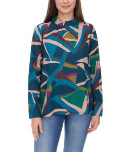 Aniston SELECTED Women's Summer Blouse with Geometric Design, Long-Sleeved Shirt, Spring Blouse, 78596706, Blue/Purple/Brown