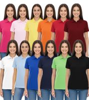 ELEVATE Helios Women's Polo Shirt, Cotton Pique Knit Polo Shirt, 180 g/m², 38107, in White, Red, Blue, Yellow, Pink, Orange, Green, or Black