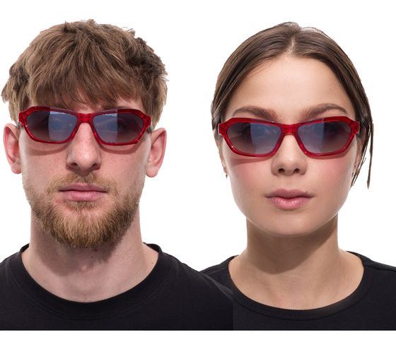 Occhiali da sole adidas da donna e da uomo, rettangolari, sfumati, con trattamento a specchio, filtro di protezione UVA e UVB, categoria 2, occhiali da vacanza EW3548 rossi