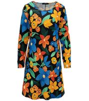 Aniston CASUAL Women's Summer Dress with Floral Print, Mini Dress, Long Sleeve Dress, 81651920, Black/Yellow/Blue