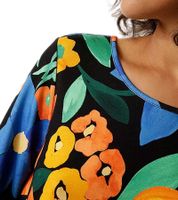 Aniston CASUAL Women's Summer Dress with Floral Print, Mini Dress, Long Sleeve Dress, 81651920, Black/Yellow/Blue